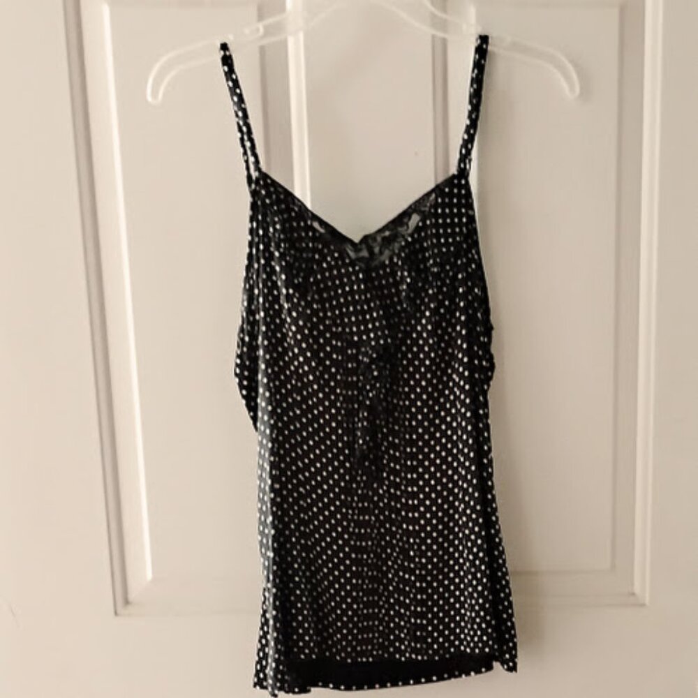 WHITE HOUSE BLACK MARKET RUFFLED POLKA DOT CAMISOLE-SIZE SMALL